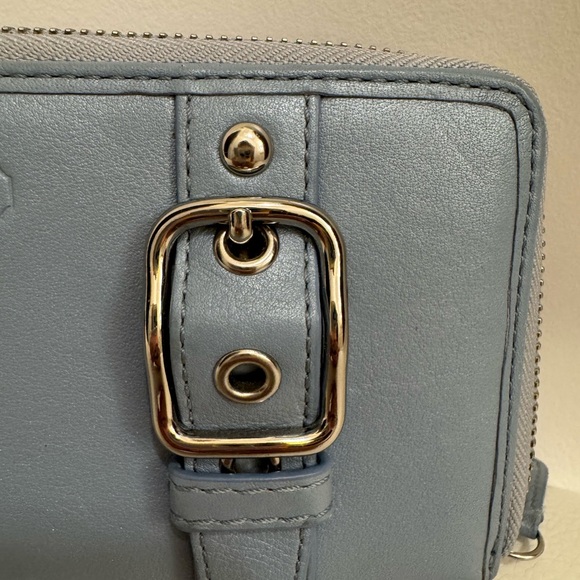 Coach Light Blue Zoe Leather Zippered Accordion Wallet - Picture 8 of 11